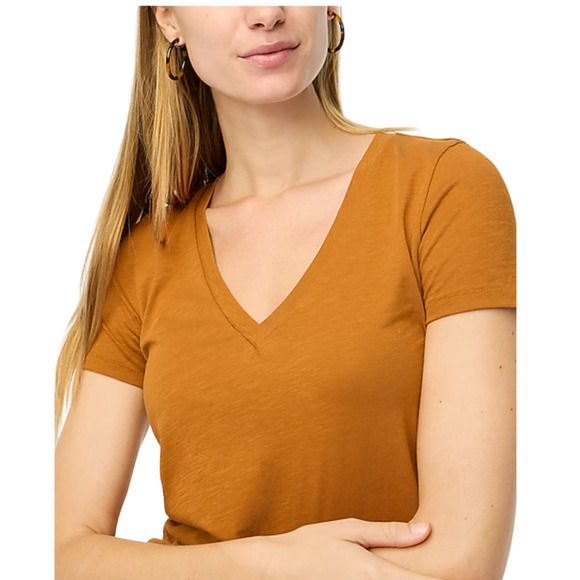 NWT J. Crew Vintage Amber Gold Vintage Slub Cotton V-Neck Tee - Picture 4 of 8